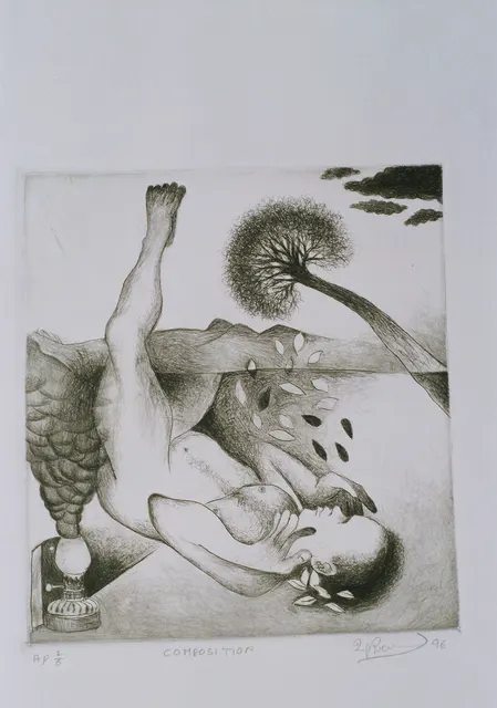 Untitled (Archive 1) — Mixed media / pen and ink by Indian artist B. Jayaram