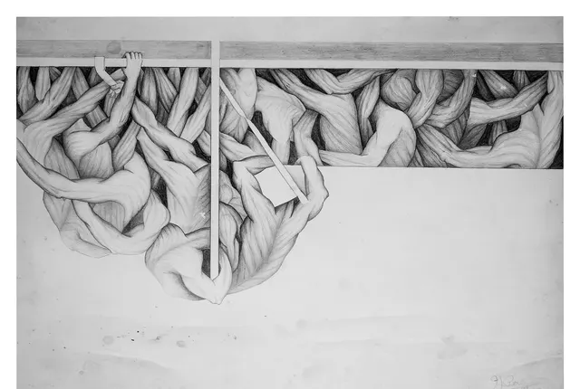 Untitled (Archive 11) — Mixed media / pen and ink by Indian artist B. Jayaram