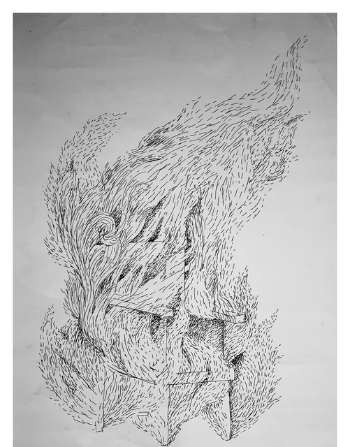 Untitled (Archive 12) — Mixed media / pen and ink by Indian artist B. Jayaram