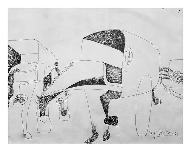 Untitled (Archive 15) — Mixed media / pen and ink by Indian artist B. Jayaram