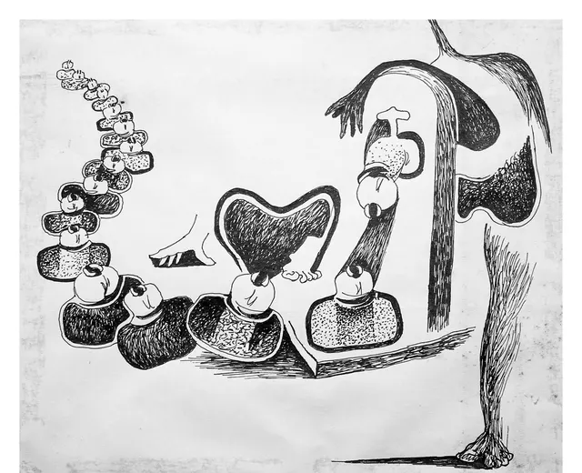 Untitled (Archive 16) — Mixed media / pen and ink by Indian artist B. Jayaram