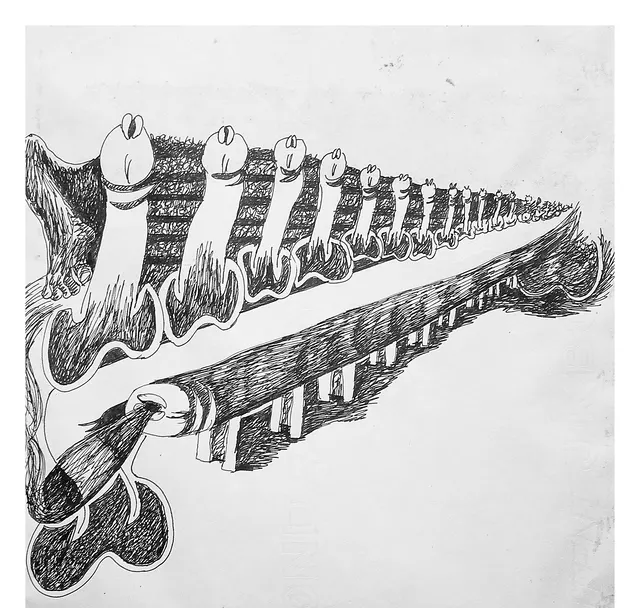 Untitled (Archive 18) — Mixed media / pen and ink by Indian artist B. Jayaram