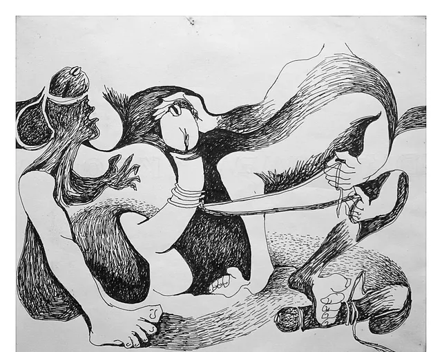 Untitled (Archive 19) — Mixed media / pen and ink by Indian artist B. Jayaram