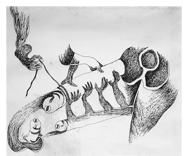 Untitled (Archive 20) — Mixed media / pen and ink by Indian artist B. Jayaram