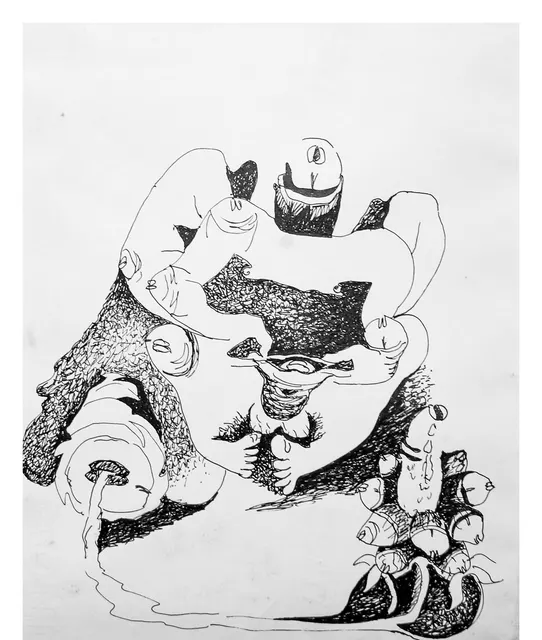 Untitled (Archive 23) — Mixed media / pen and ink by Indian artist B. Jayaram