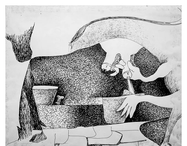 Untitled (Archive 24) — Mixed media / pen and ink by Indian artist B. Jayaram