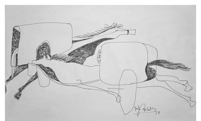 Untitled (Archive 34) — Mixed media / pen and ink by Indian artist B. Jayaram